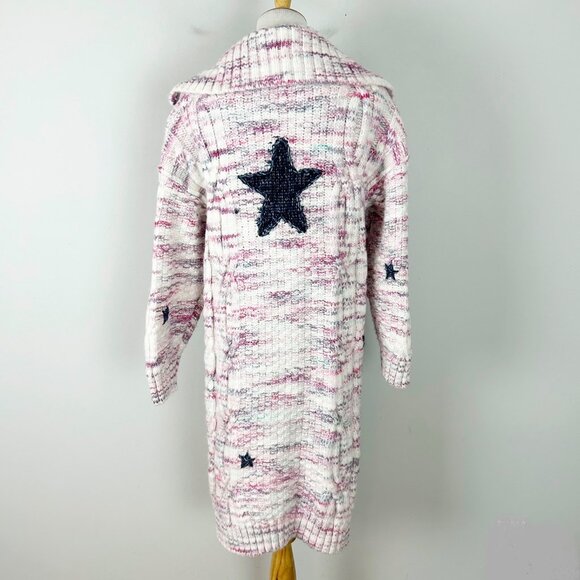 Anthro Pilcro Star Granny Cardigan Sweater Coat Cable Knit Chunky Size Large - Picture 4 of 5